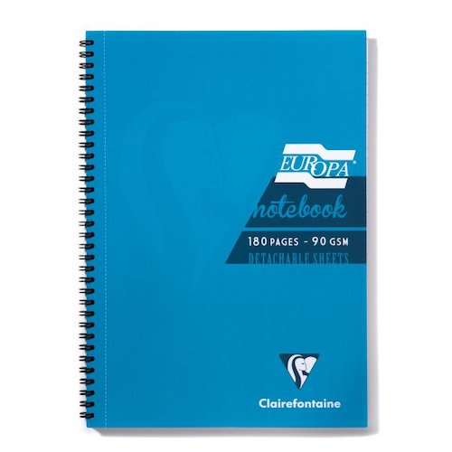 Clairefontaine Europa A4 Wirebound Card Cover Notebook Ruled 180 Pages Turquoise (Pack 5) (69616EX)