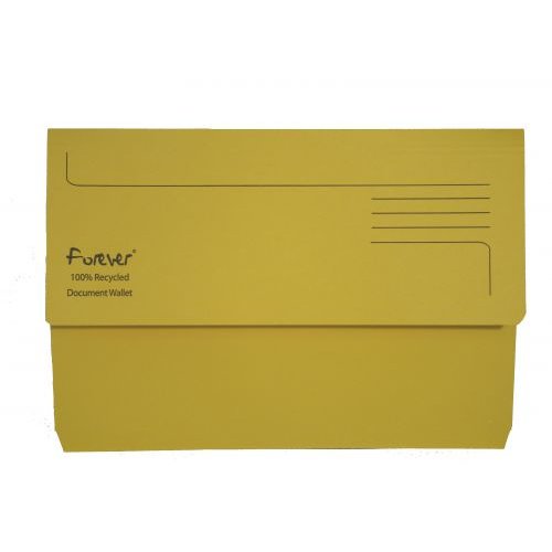 Exacompta Forever Document Wallet Manilla Foolscap Half Flap 290gsm Yellow (Pack 25) (69714EX)