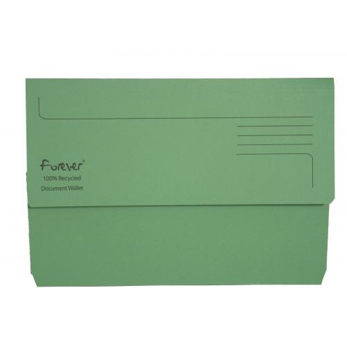 Exacompta Forever Document Wallet Manilla Foolscap Half Flap 290gsm Green (Pack 25) (69721EX)
