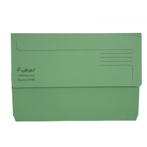 Exacompta Forever Document Wallet Manilla Foolscap Half Flap 290gsm Green (Pack 25) (69721EX)