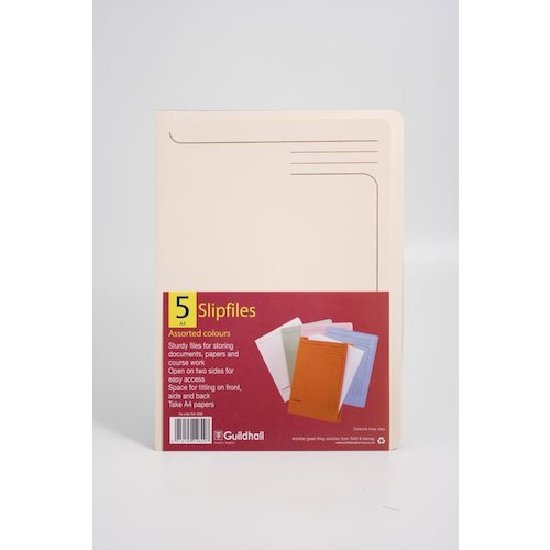 Guildhall Slipfile Manilla A4 Open 2 Sides 230gsm Assorted Colours (Pack 50) (69847EX)