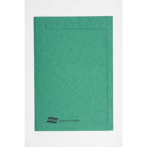 Europa Square Cut Folder Pressboard A4 265gsm Green (Pack 50) (69861EX)