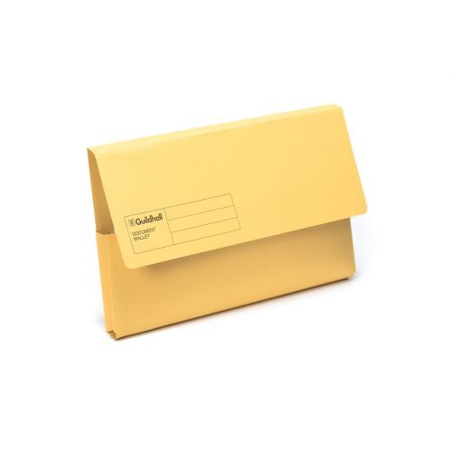 Guildhall Blue Angel Document Wallet Manilla Foolscap Half Flap 285gsm Yellow (Pack 50) (69903EX)