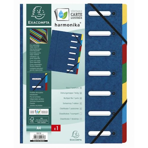 Exacompta Harmonika Multifile Manilla A4 7 Part 425gsm Blue (69910EX)