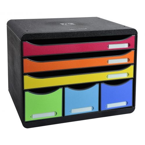 Exacompta Store Box Maxi 6 Drawer Set Open Black/Harlequin (69945EX)