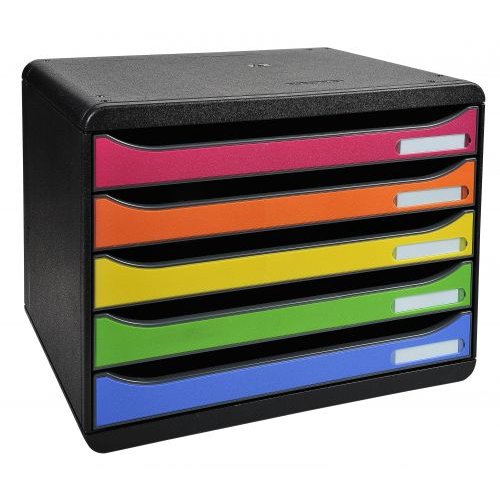 Exacompta Big Box Plus 5 Drawer Set Landscape Open Black/Harlequin (69952EX)