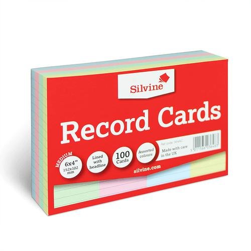 ValueX Record Cards Ruled 152x102mm Assorted Colours (Pack 100) (70435SC)