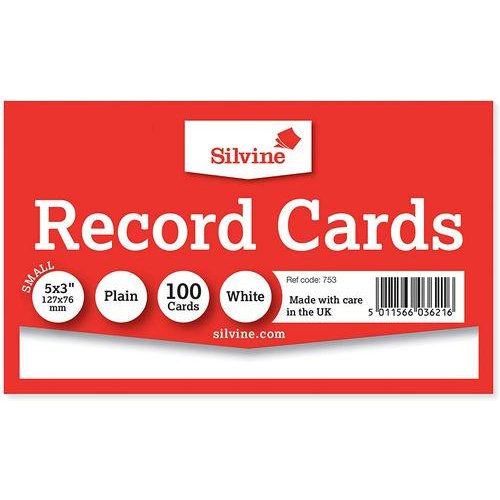 ValueX Record Cards Plain 127x76mm White (Pack 100) (70449SC)
