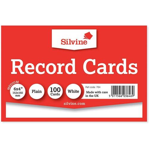 ValueX Record Cards Plain 152x102mm White (Pack100) (70456SC)