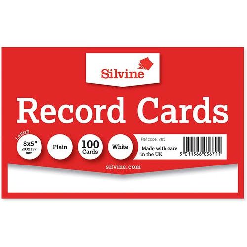 ValueX Record Cards Plain 203x127mm White (Pack 100) (70463SC)