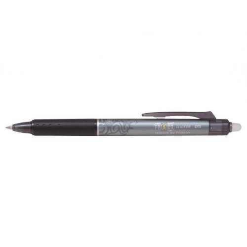 Pilot FriXion Clicker Erasable Retractable Gel Rollerball Pen 0.5mm Tip 0.25mm Line Black (Pack 12) (70582PT)