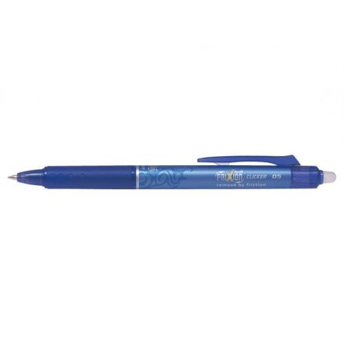 Pilot FriXion Clicker Erasable Retractable Gel Rollerball Pen 0.5mm Tip 0.25mm Line Blue (Pack 12) (70589PT)