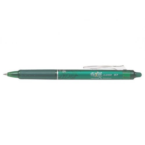 Pilot FriXion Clicker Erasable Retractable Gel Rollerball Pen 0.7mm Tip 0.35mm Line Green (Pack 12) (70715PT)
