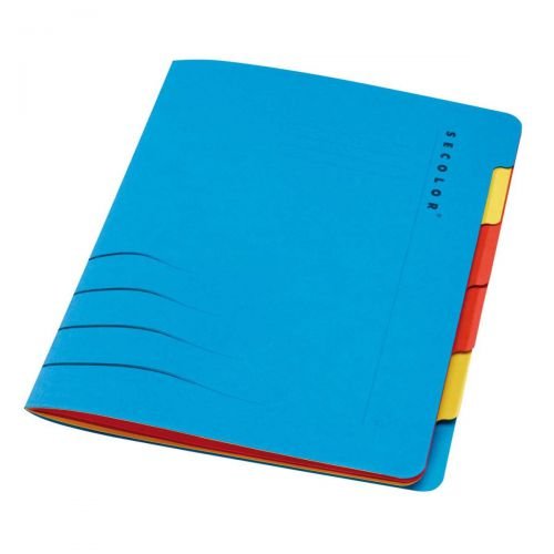 Jalema Secolor SixTab Cardboard File A4 Blue (Pack 5) (71723PL)