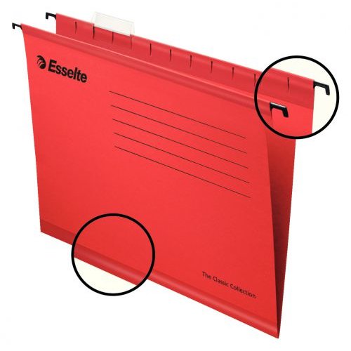 Esselte Classic A4 Suspension File Board 15mm V Base Red (Pack 25) 90316 (72178AC)