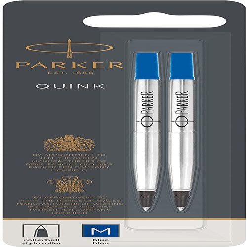 Parker Quink Rollerball Refill for Rollerball Pens Medium Blue (Pack 2) 1950327 (73798NR)