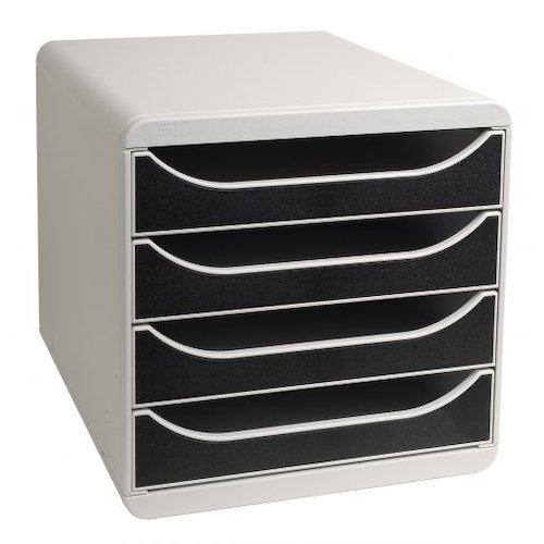 Exacompta Multiform Big Box Drawer Set Lt Grey and Black (73865EX)