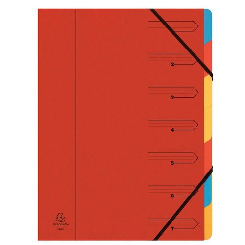 Exacompta Multipart File Manilla A4 7 Part 355gsm Red (74166EX)