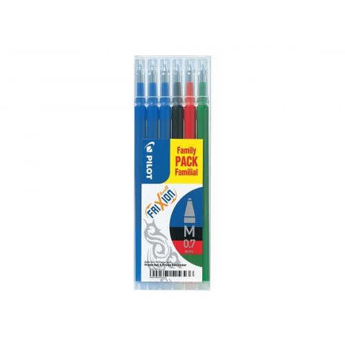 Pilot Refill for FriXion Ball/Clicker Pens 0.7mm Tip Assorted Colours (Pack 6) (75727PT)