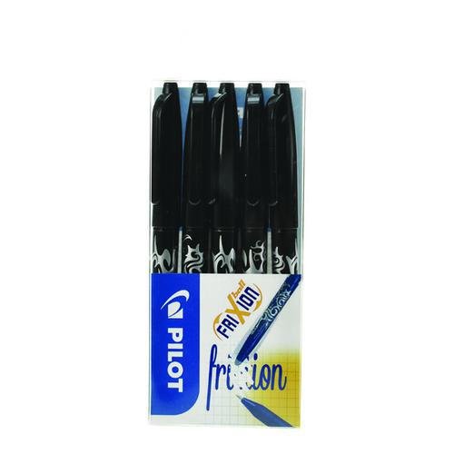 Pilot FriXion Ball Erasable Gel Rollerball Pen 0.7mm Tip 0.35mm Line Black (Pack 5) (75797PT)