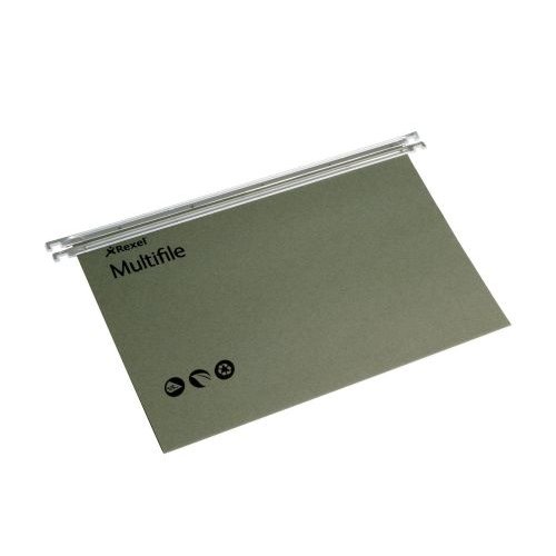 Rexel Multifile A4 Suspension File Manilla 15mm V Base Green (Pack 50) 78617 (76791AC)