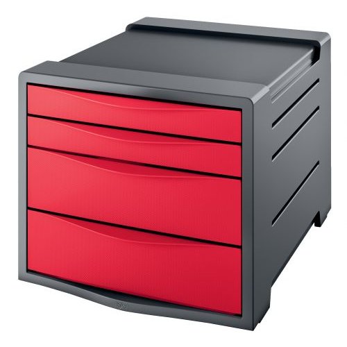 Rexel Choices Drawer Cabinet (Grey/Red) 2115610 (77246AC)