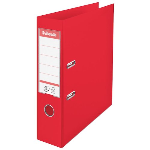 Esselte No. 1 Power Lever Arch File PP Slotted 75mm Spine A4 Red (77414AC)