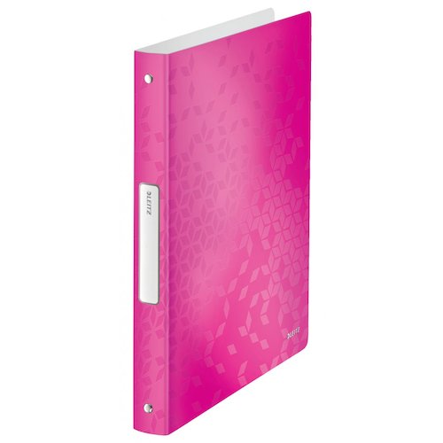 Leitz WOW Ring Binder Polypropylene 4 O Ring A4 25mm Rings Pink Metallic (Pack 10) 42580023 (77771AC)