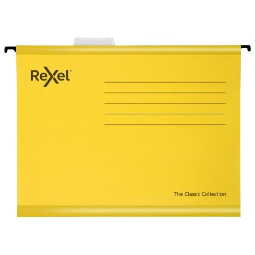 Rexel Classic A4 Suspension File Card 15mm V Base Yellow (Pack 25) 2115588 (78765AC)
