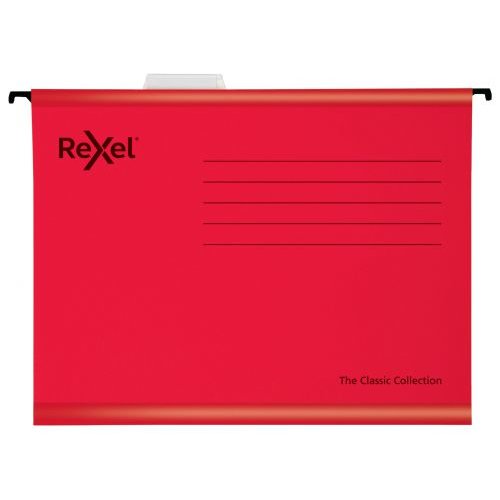 Rexel Classic A4 Suspension File Card 15mm V Base Red (Pack 25) 2115589 (78772AC)
