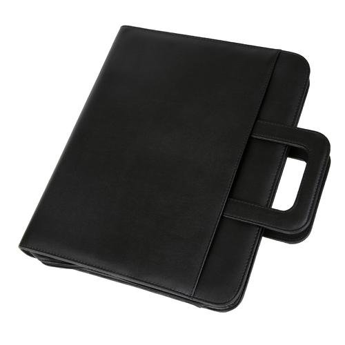 Alassio Leonardo A4 Organiser File Leather Black 30066 (80060LM)