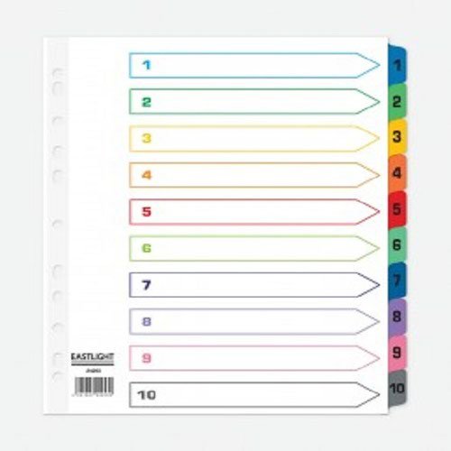 ValueX Index 1 10 A4 Extra Wide Card White with Coloured Mylar Tabs (84596PG)