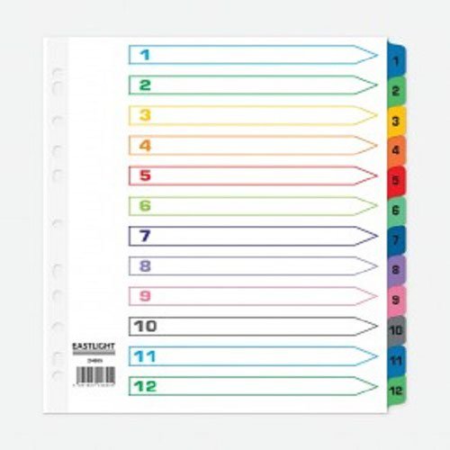 ValueX Index 1 12 A4 Extra Wide Card White with Coloured Mylar Tabs (84610PG)