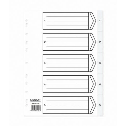 ValueX Index 1 5 A4 120 Micron Polypropylene White (85065PG)