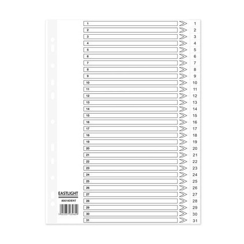 ValueX Index 1 31 A4 120 Micron Polypropylene White (85086PG)