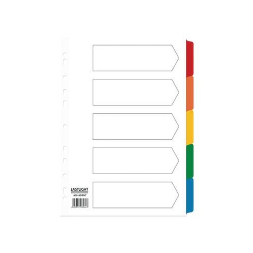 ValueX Divider 5 Part A4 Card White with Coloured Mylar Tabs (85100PG)