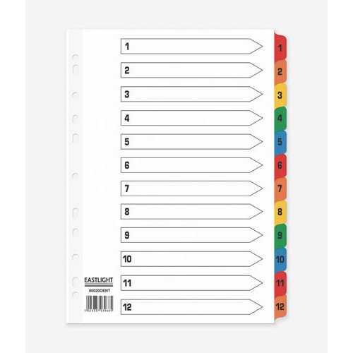ValueX Index 1 12 A4 Card White with Coloured Mylar Tabs (85114PG)