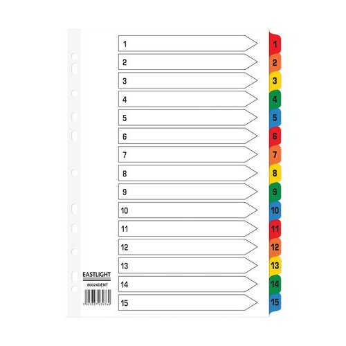 ValueX Index 1 15 A4 Card White with Coloured Mylar Tabs (85135PG)