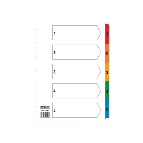 ValueX Index 1 5 A4 Card White with Coloured Mylar Tabs (85149PG)