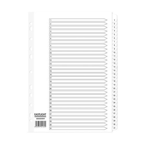 ValueX Index 1 31 A4 Card White with White Mylar Tabs (85198PG)