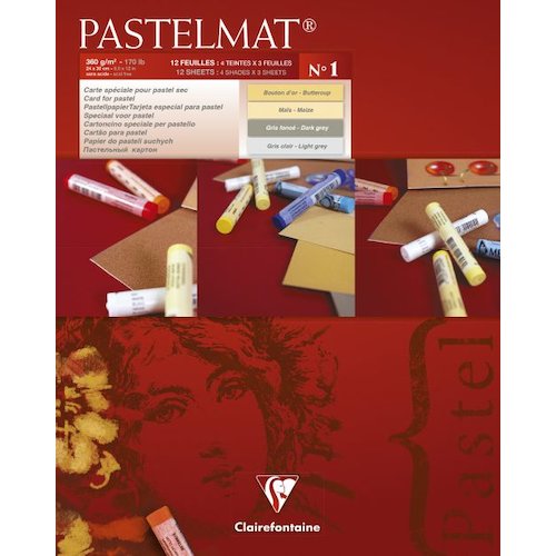 Clairefontaine Pastelmat Pad No.1 240x300mm 360gsm 12 Sheets 4 Colour Shades of Paper 96017C (86178EX)