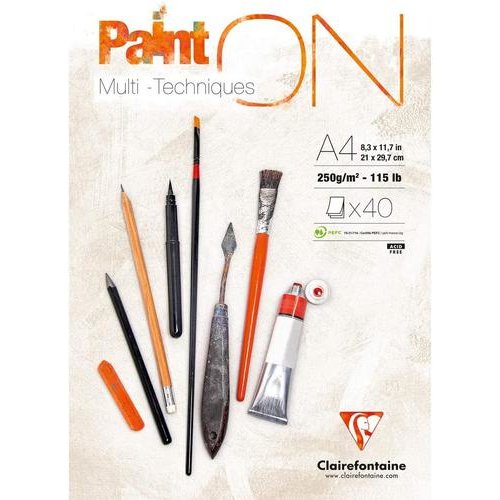 Clairefontaine PaintOn Pad A4 250gsm 40 Sheets White Paper 96537C (86192EX)
