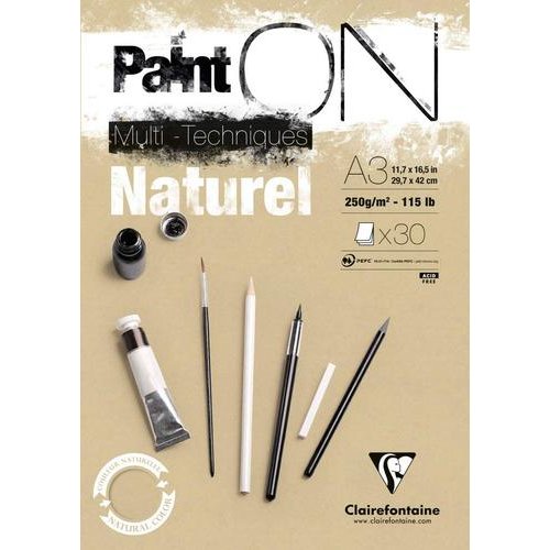 Clairefontaine PaintOn Pad A3 250gsm 30 Sheets Natural Paper 96541C (86227EX)