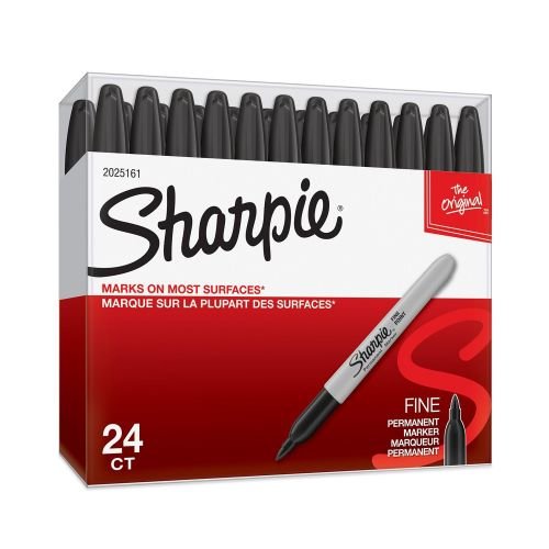 Sharpie Permanent Marker Fine Tip 0.9mm Line Black (Pack 24) 2077128 (86559NR)