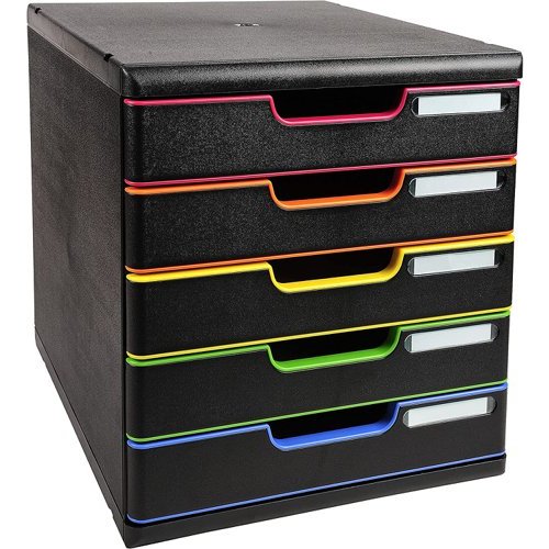 Exacompta Modulo A4 5 Drawer Black/Harlequin/Black 301914D (88155EX)