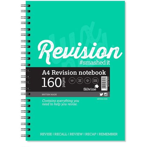 Silvine Revision Notebook Twinwire A4 Green (Pack 5) EX751 (95442SC)