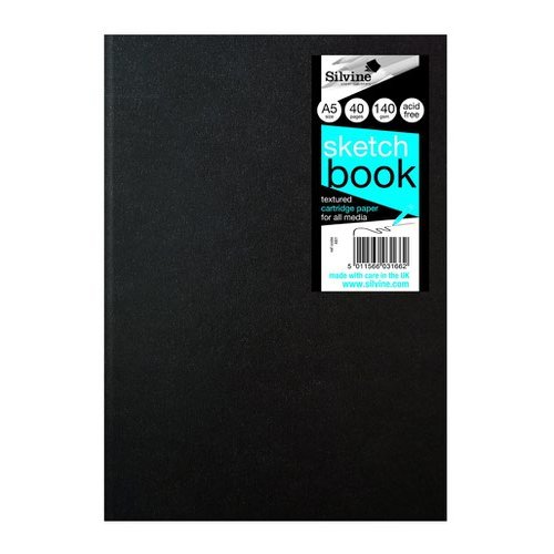 Silvine Field Sketchbook A5 Portrait 40 Pages Black (Pack 10) 481 (95477SC)