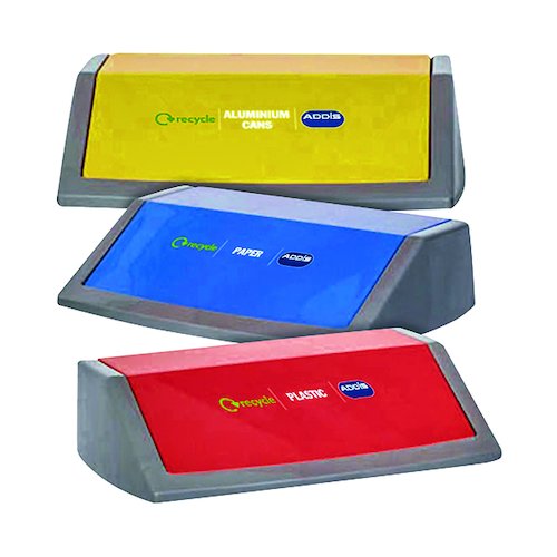 Addis Red/Yellow/Blue Recycling Bin Kit Lids Metallic (3 Pack) 505575 (AG12060)