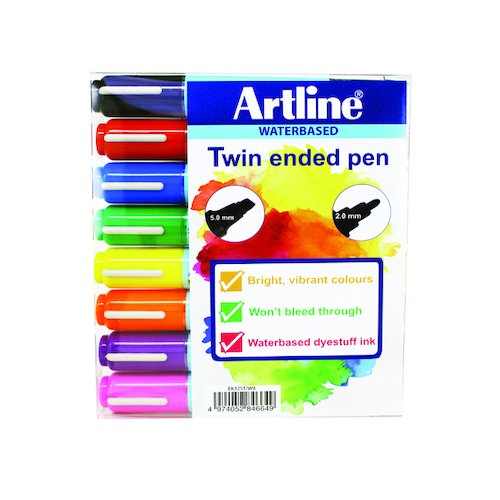 Artline 2 in 1 Flipchart Marker Assorted (8 Pack) EK 325T W8 (AR84664)