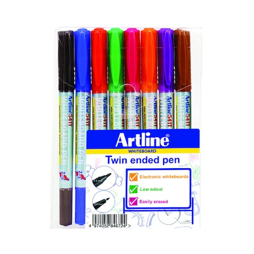 Artline 2 in 1 Whiteboard Marker Fine/Superfine Assorted (8 Pack) EK 541T WB (AR84672)